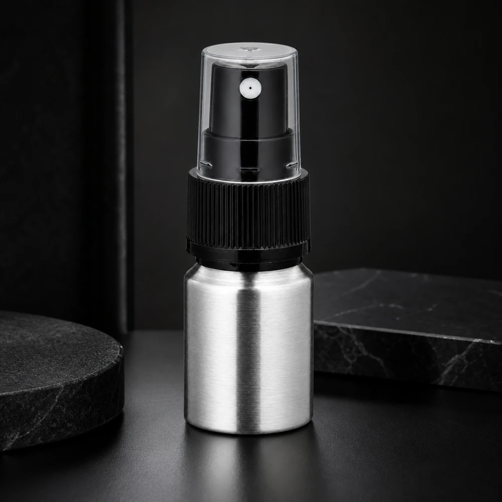 10ml polerad aluminiumflaska med atomiserare Aluminiumsprayflaska 10 ml med transparent atomiseringshuvud - exakt dosering för parfym och oljor