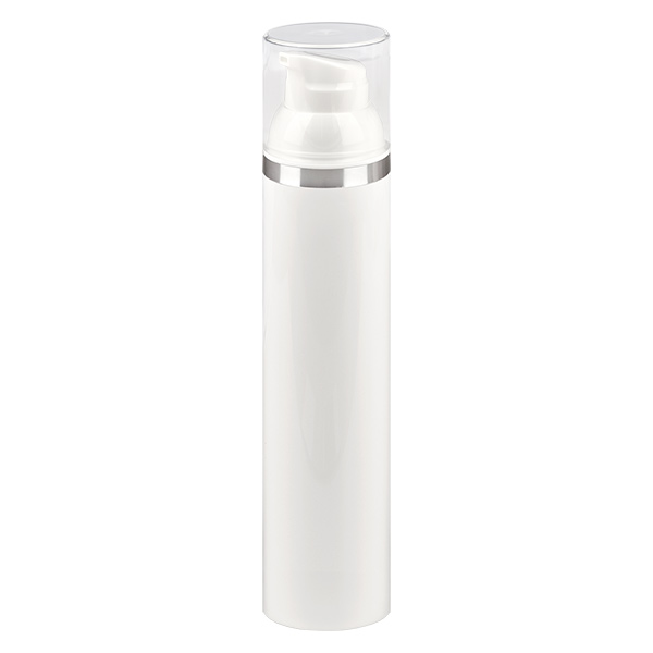 100ml Airless Dispenser vit med silverprägling 100ml Airless Dispenser vit med silverprägling