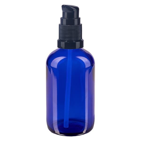 Apoteksflaska blå 100ml pumplock svart standard Apoteksflaska blå 100ml pumplock svart standard
