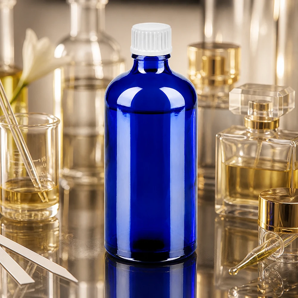 100 ml droppflaska 0,9 mm vit med standardförslutning BlueLine UT18/100 Professionell laboratorieflaska 100ml blå med droppsystem 0,9mm för vetenskapliga tillämpningar