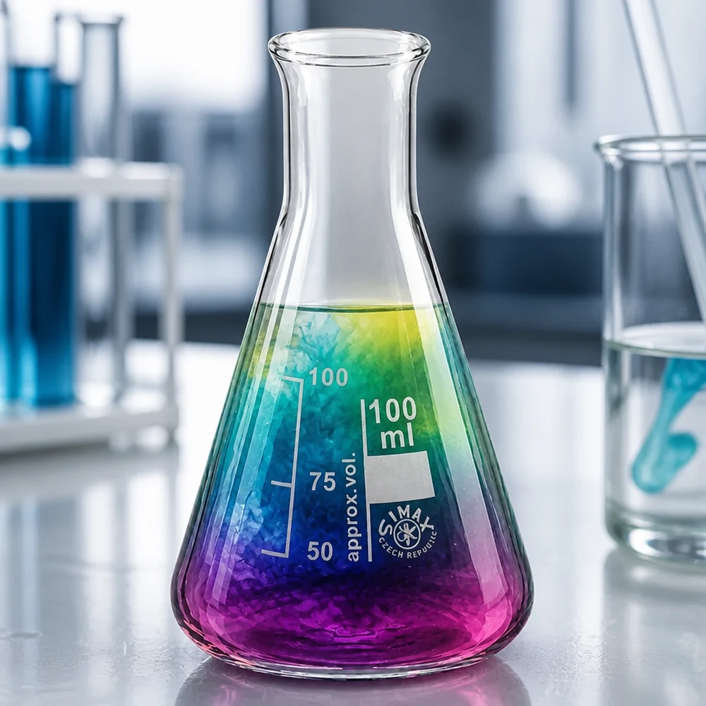 Erlenmeyerkolv 100ml smal hals Erlenmeyerkolv 100 ml med färgglad färggradient och smal hals för kemiska experiment