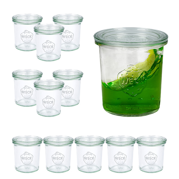 Set med 12 burkar Weck 140 ml med 12 glaslock