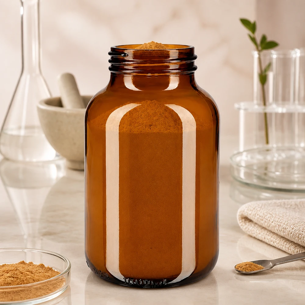 1000ml flaska med bred hals bärnstensfärgat glas Stor 1000 ml flaska med vid hals av mörkt bärnstensfärgat glas med bred öppning för pulver och granulat