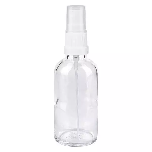 Apoteksflaska klar 50ml spray topp vit Apoteksflaska klar 50ml spray topp vit