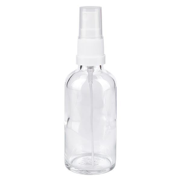 Apoteksflaska klar 50ml spray topp vit Apoteksflaska klar 50ml spray topp vit