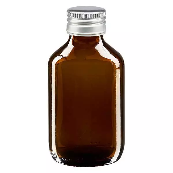 150ml medicinflaska brun, med silverfärgat aluminiumlock ApoGlas 150ml medicinflaska brun, med silverfärgat aluminiumlock ApoGlas