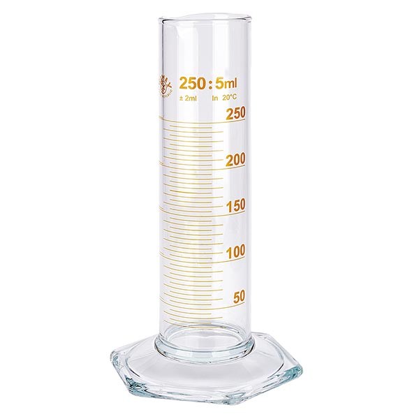 250ml mätcylinder NF tillverkad av glas, brun skala