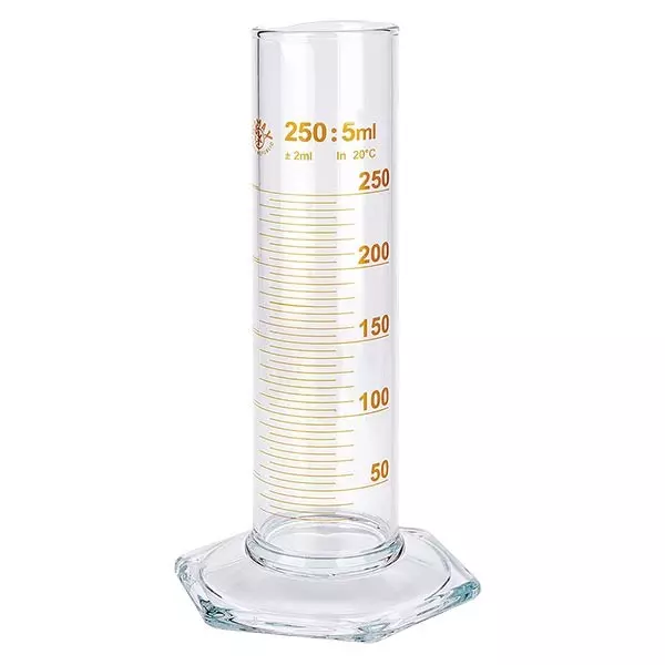 250ml mätcylinder NF tillverkad av glas, brun skala