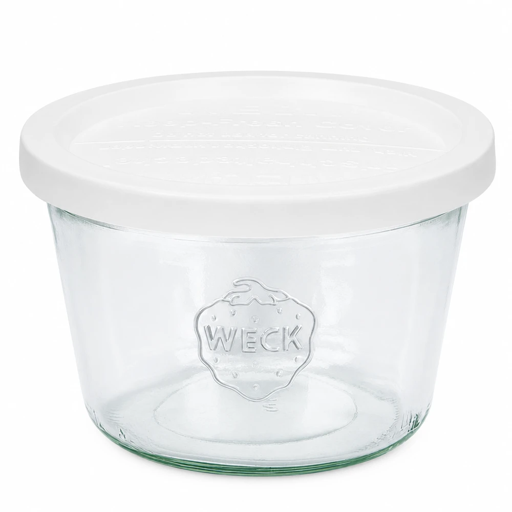 370 ml burk med lock som håller in färskheten, WECK RR100 WECK 370 ml murarburk med vitt lock RR100 Klar glasburk för konservering och förvaring
