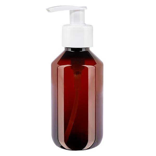 PET-flaska 200ml med dispenserpump vit PET-flaska 200ml med dispenserpump vit