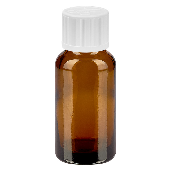 20ml flaska 11mm skruvkork vit standard med sabotageskydd BrownLine UT18/20