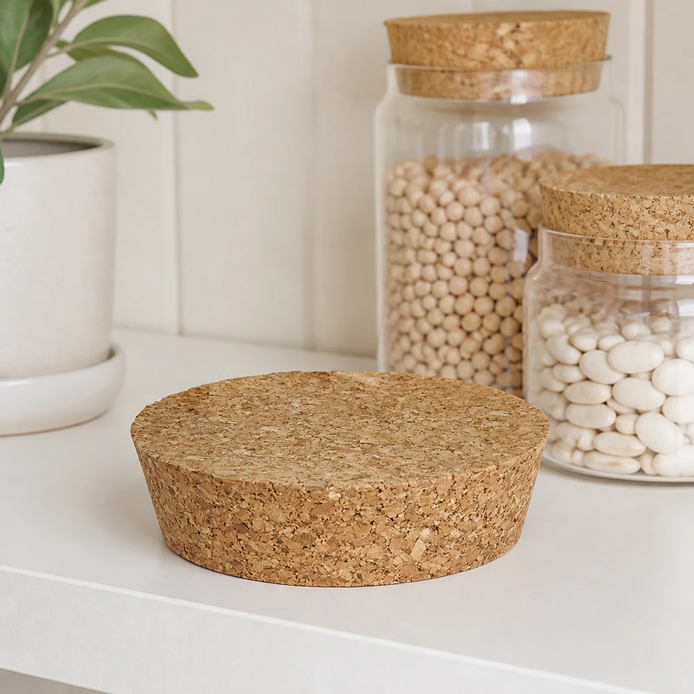 WECK RR80 kork naturkork i minimalistiskt vitt kök med förvaringsburkar pulser bönor modern förvaring
