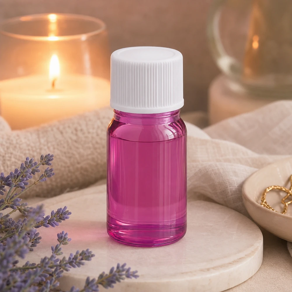 Högkvalitativ 5 ml apoteksflaska tillverkad av UV-skyddande violett glas med vitt standardlock