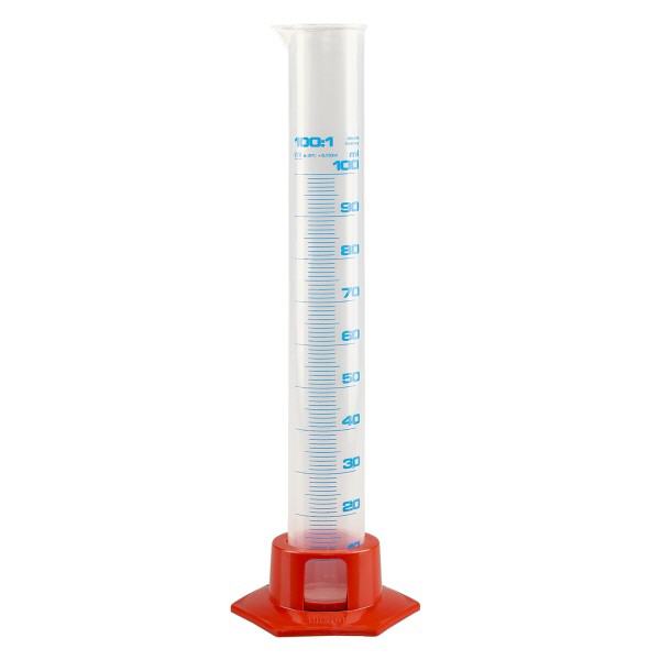 100 ml graderad mätcylinder i polypropylen med orange botten 100 ml graderad mätcylinder i polypropylen med orange botten