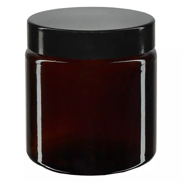 120ml glasburk. brun, med svart bakelitlock ApoGlas