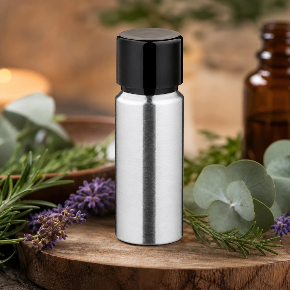 20ml polerad aluminiumflaska med skruvkork Kompakt 20 ml aluminiumflaska med polerad yta och praktiskt skruvlock för resan