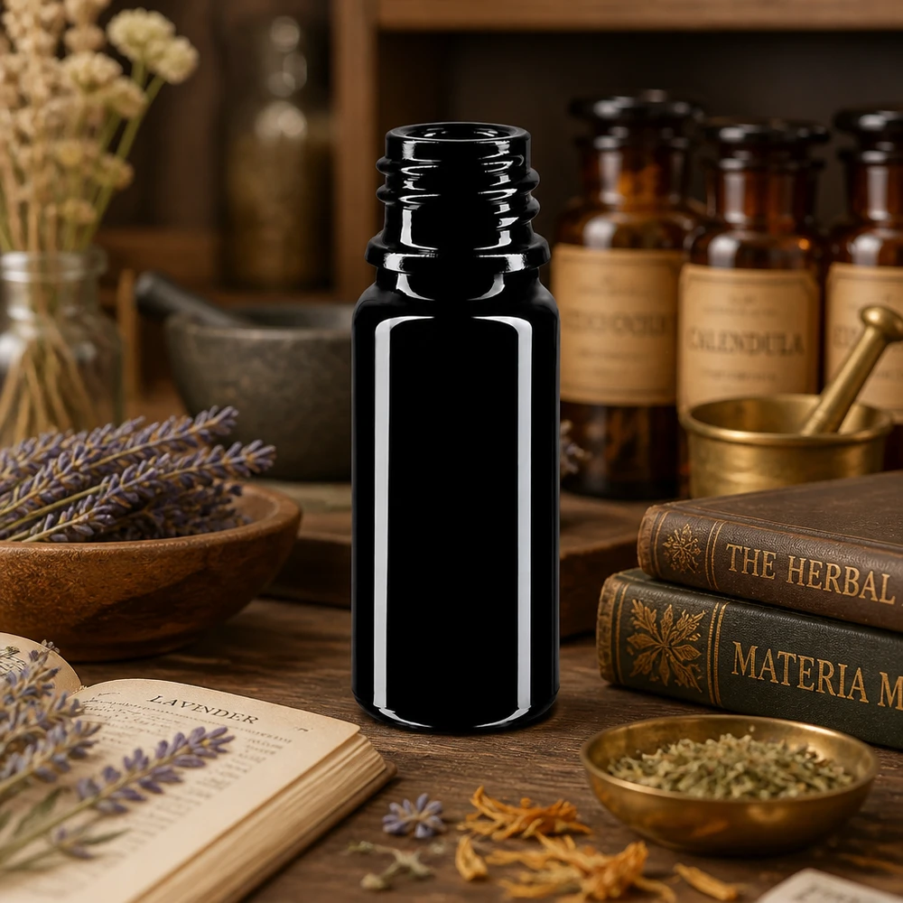 Premium Mironglass-flaska 10ml DIN 18 för örtoljor och medicinska växtextrakt