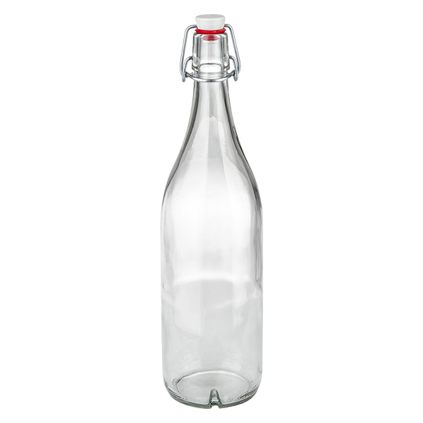 1000ml glasflaska + svängbar topp porslin UNiTWIST 1000 ml glasflaska med svängbar topp av porslin, tom, transparent för förvaring av drycker