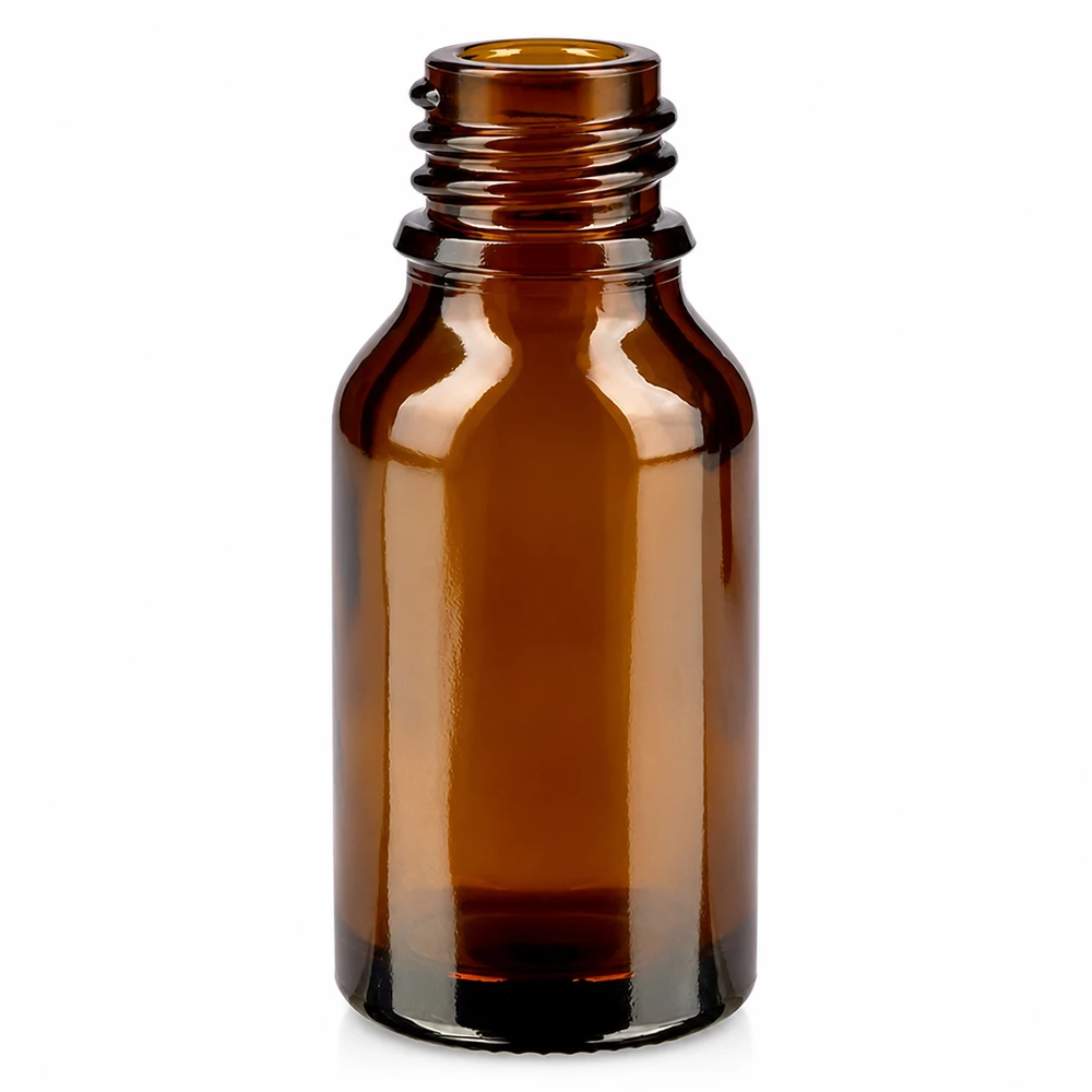 Droppflaska 30 ml DIN 18 av bärnstensfärgat glas HOHE FORM