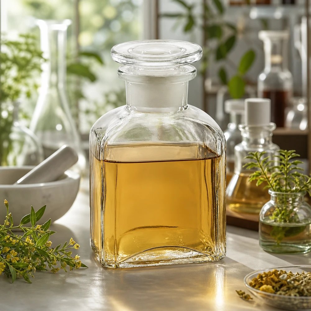 Kvadratisk flaska 150ml klar glaspropp med bred hals Klar glasflaska, 150 ml, fyrkantig, med propp för eteriska oljor och örtextrakt