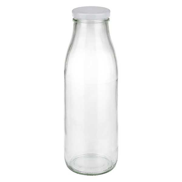 500 ml glasflaska + BasicSeal-lock vit UNiTWIST 500ml Glasflasche mit weißem Deckel - elegante Milchflasche für Getränke und Aufbewahrung von Glas-Fabrik.de