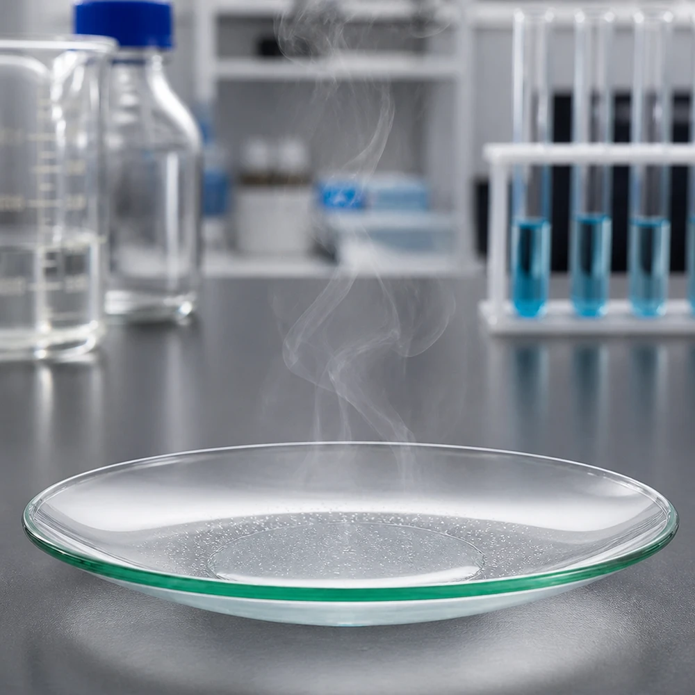 Klockformad glasskål ø90 mm Glasskål för förångningsklocka 90 mm diameter tillverkad av värmebeständigt borosilikatglas för laboratorieexperiment