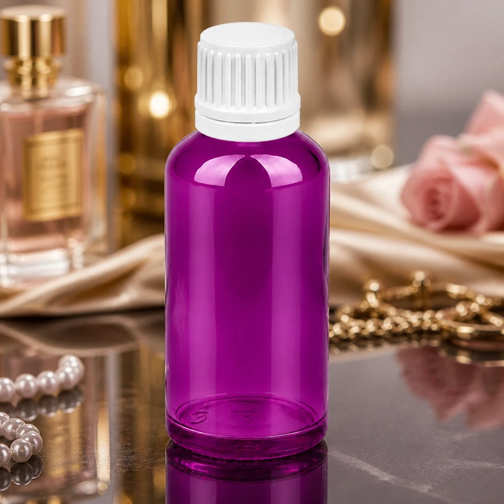 50ml droppflaska 0,7mm vit Originality skruvkork PurpleLine UT18/50 Elegant 50 ml droppflaska i lila design med vitt lock för skönhet och välbefinnande
