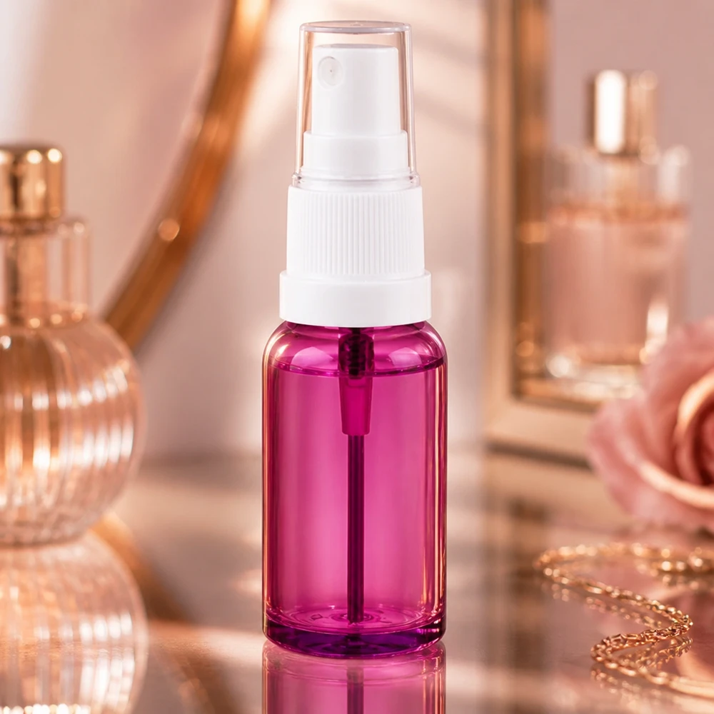 20ml sprayflaska vit/transparent Standard PurpleLine UT18/20 Högkvalitativ 20 ml sprayflaska av transparent plast i elegant lila design