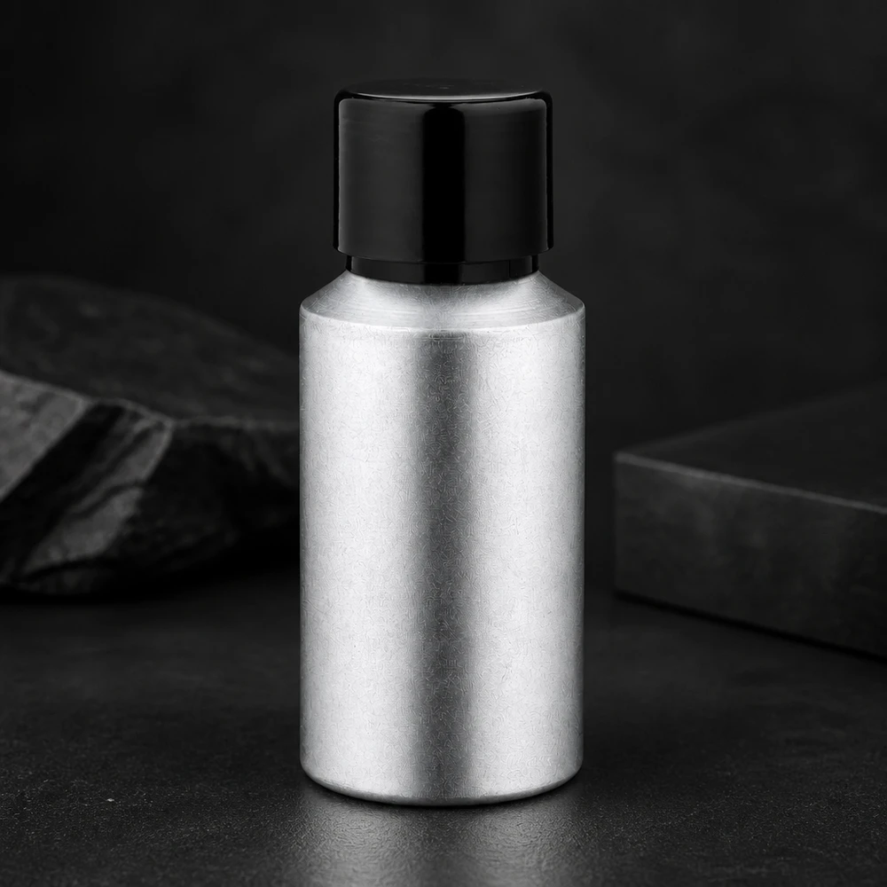 Högkvalitativ 30 ml aluminiumflaska med betad metallyta och säkert skruvlock