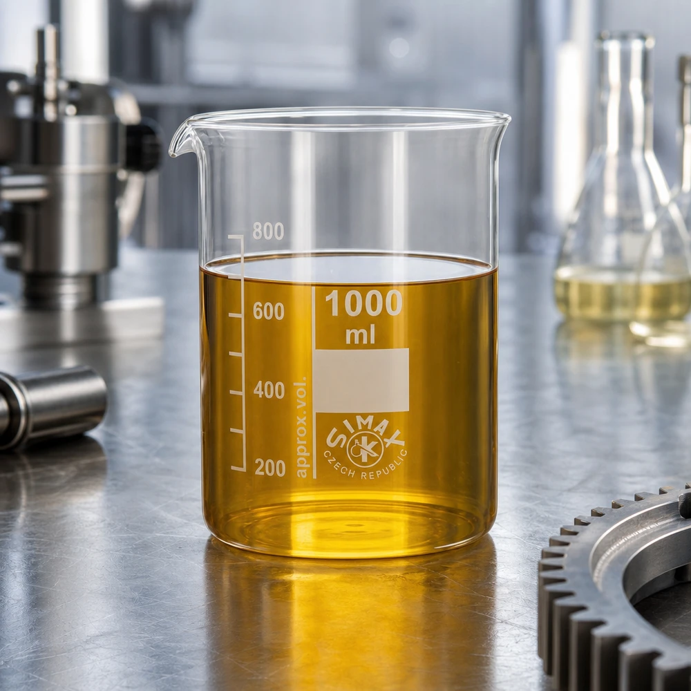 Precisionsbägare 1000 ml tillverkad av robust borosilikatglas med tydligt läsbar milliliterskala