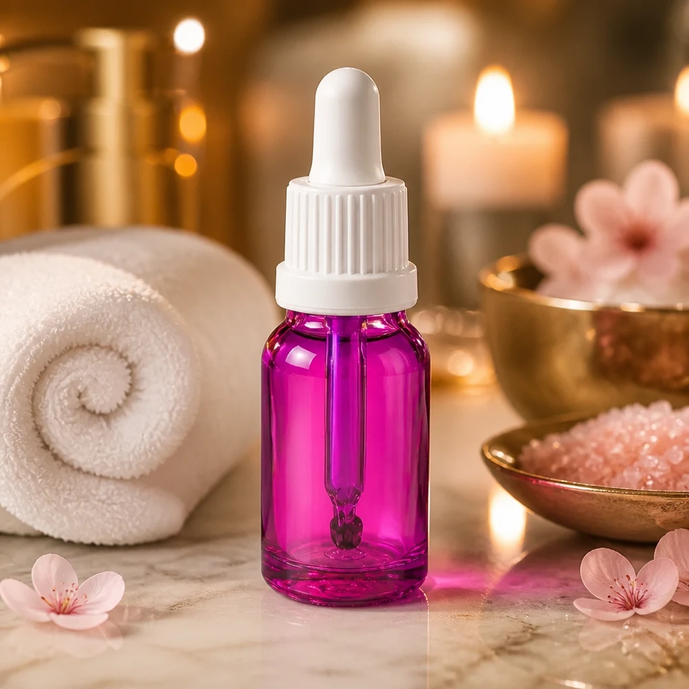 10ml pipettflaska vit Originality skruvkork PurpleLine UT18/10 Elegant pipettflaska 10ml i lila för eteriska oljor OV PurpleLine UT18/10