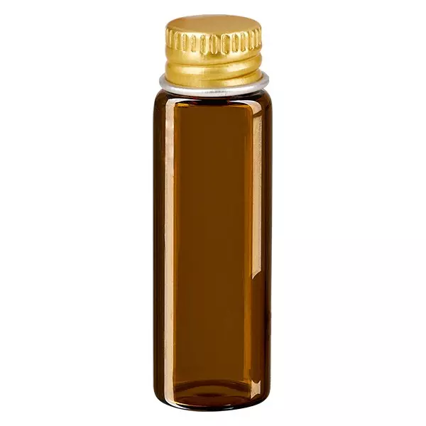 5ml miniglasflaska brun metallkork guld UNiTWIST
