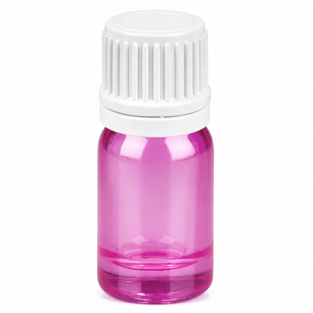 5ml droppflaska 0,7mm vit Originality skruvkork PurpleLine UT18/5 5 ml droppflaska PurpleLine lila transparent med vitt lock för exakt dosering