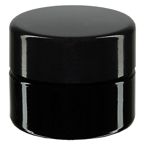 Kosmetikaburk violett glas 15ml, med svart lock Kosmetikaburk violett glas 15ml, med svart lock