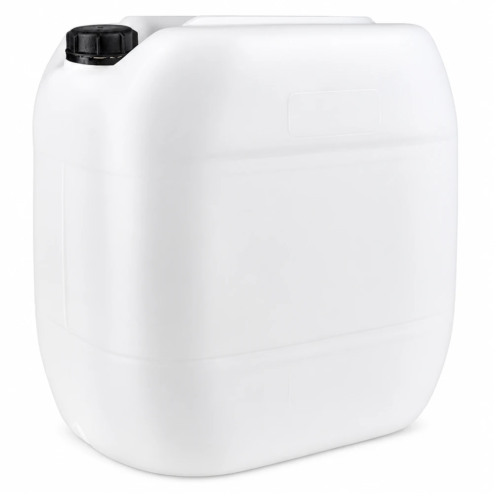 Vit plastdunk på 30 liter med svart skruvlock för säker förvaring