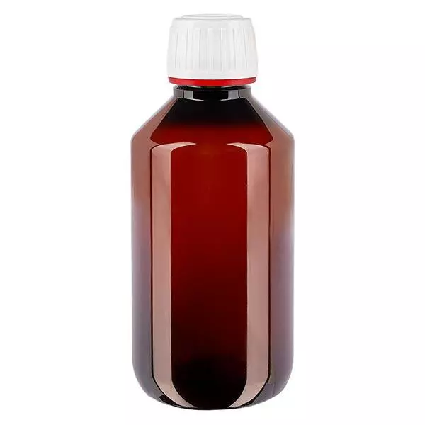 PET-flaska 200ml med vitt säkerhetslock, finribbad PET-flaska 200ml med vitt säkerhetslock, finribbad