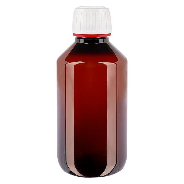 PET-flaska 200ml med vitt säkerhetslock, finribbad PET-flaska 200ml med vitt säkerhetslock, finribbad
