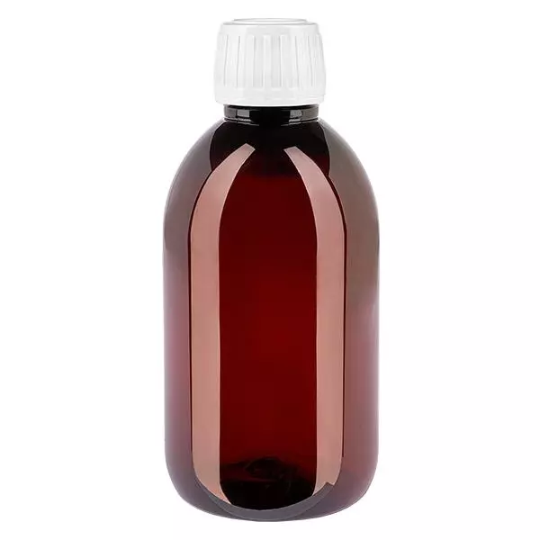 PET-flaska 250ml med vit standardkork PET-flaska 250ml med vit standardkork