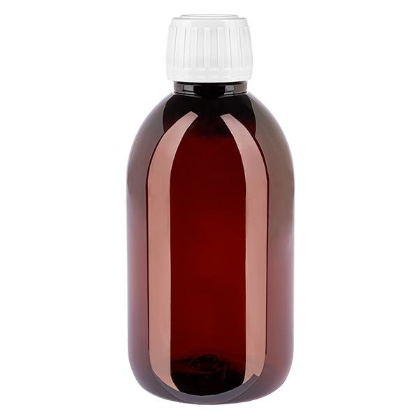 PET-flaska 250ml med vit standardkork PET-flaska 250ml med vit standardkork