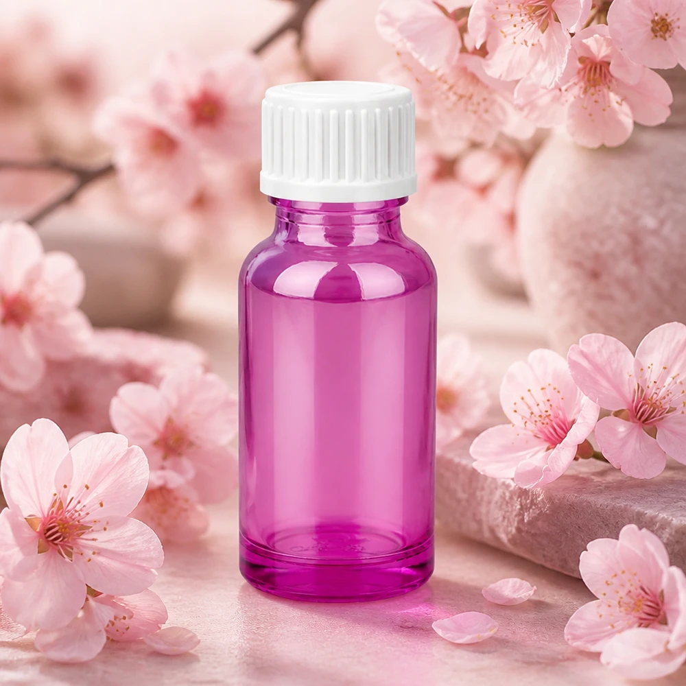 20ml (globule) flaska 3mm hällring vit standard PurpleLine.UT18/20 Högkvalitativ 20 ml glasflaska i briljant violett med säkert skruvlock för laboratorieapplikationer