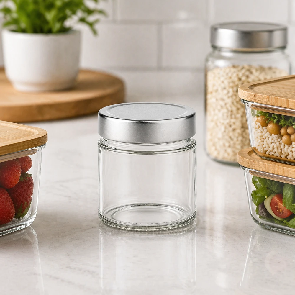 135ml rund burk silverlock kökslandskap med förvaringsburkar bär sallad flingor modern förvaring