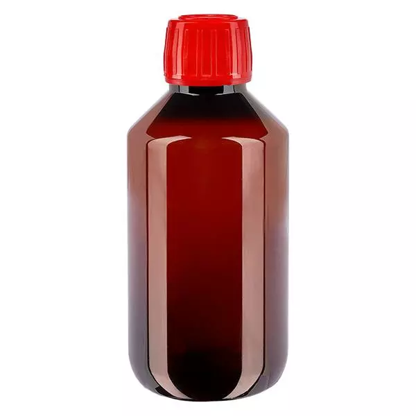 PET-flaska 200 ml med rött kapsylförslutare PET-flaska 200 ml med rött kapsylförslutare