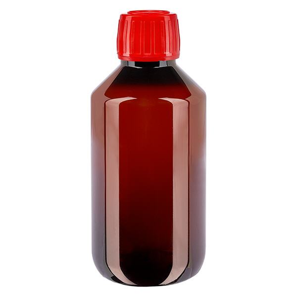 PET-flaska 200 ml med rött kapsylförslutare PET-flaska 200 ml med rött kapsylförslutare