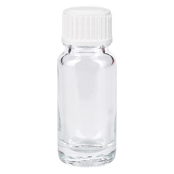 Apoteksflaska klar 10ml skruvlock vit globules standard Apoteksflaska klar 10ml skruvlock vit globules standard