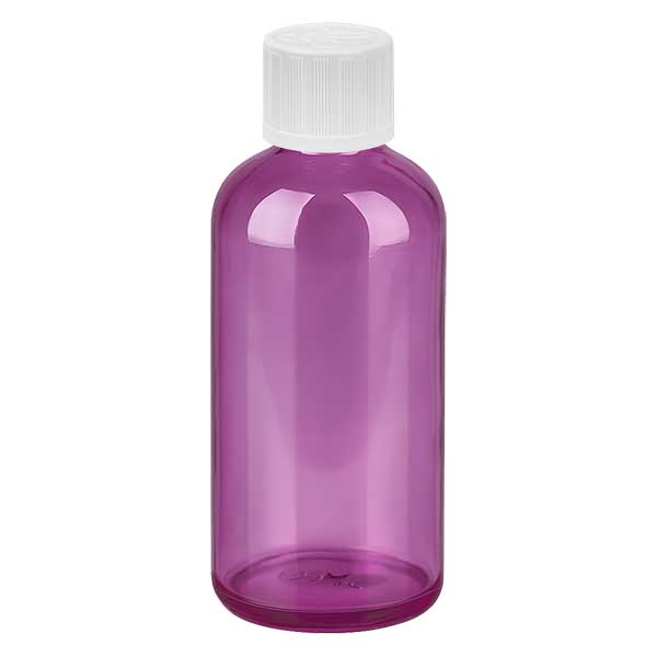 100ml flaska 11mm skruvkork vit standard barnsäker PurpleLine. UT18/100