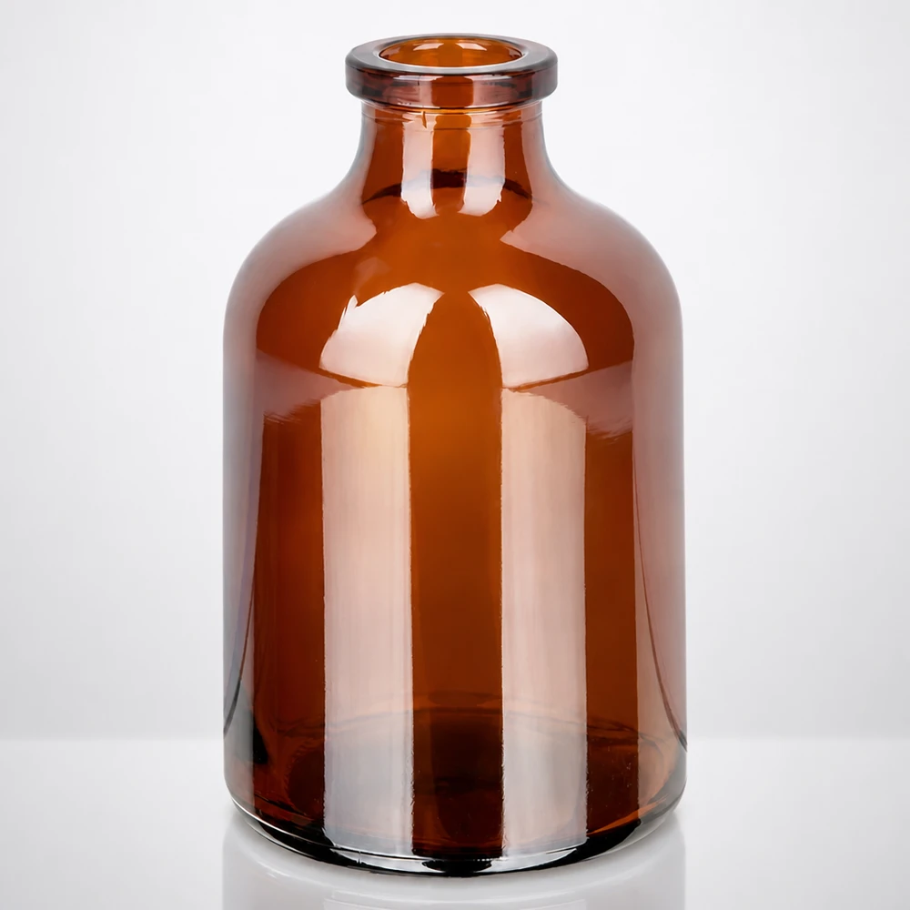 Injektionsflaska av bärnstensfärgat glas 50ml Sterile Injektionsflasche Braunglas 50ml für Veterinär- und Humanmedizin geeignet