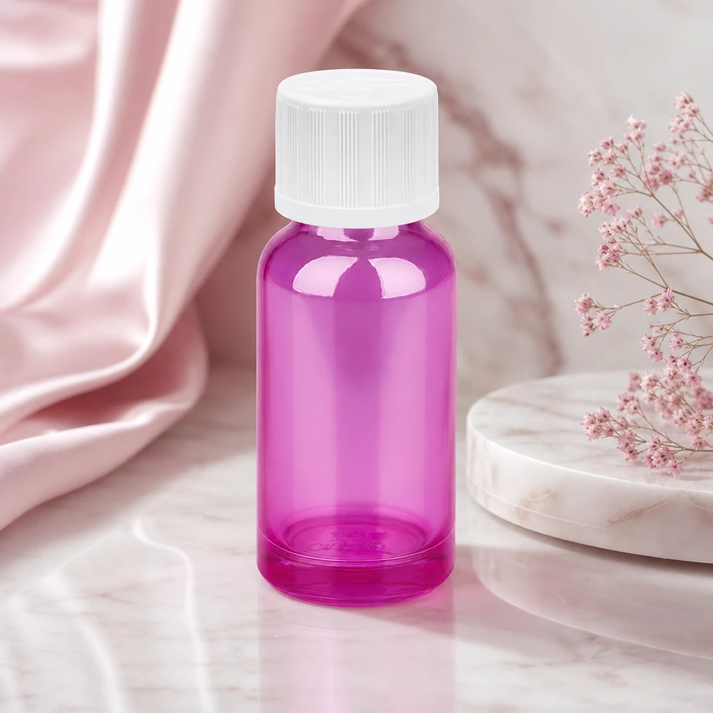 Kompakt 20 ml droppflaska med exakt 1,2 mm öppning i transparent lila för aromaterapi