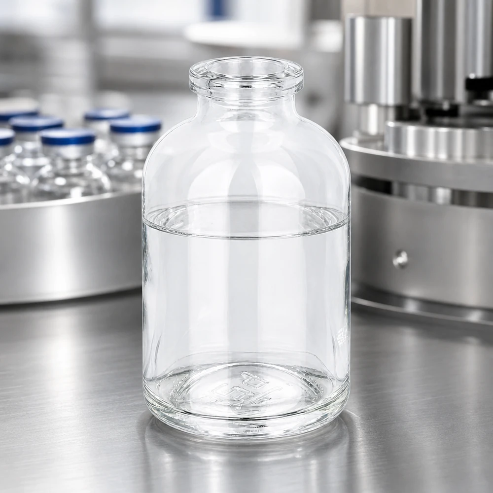Injektionsflaska klarglas 50ml Sterile Glasflasche 50ml für Injektionszwecke mit dickwandigem Boden und klarem Glas