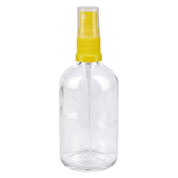 Apoteksflaska klar 100ml spraytopp gul Apoteksflaska klar 100ml spraytopp gul