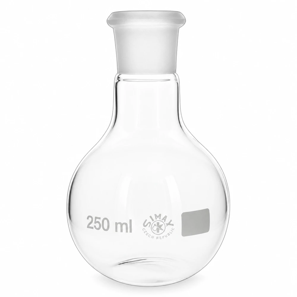 250 ml kolv av borosilikatglas med slipad standardfog 29/32 för laboratoriebruk